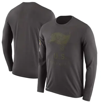 Men's Tampa Bay Buccaneers Legend Pewter 2018 Salute to Service Sideline Performance Long Sleeve T-Shirt