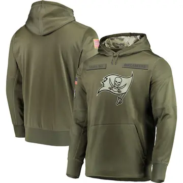 Men's Tampa Bay Buccaneers Olive 2018 Salute to Service Sideline Therma Performance Pullover Hoodie