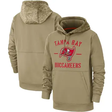 Men's Tampa Bay Buccaneers Tan 2019 Salute to Service Sideline Therma Pullover Hoodie