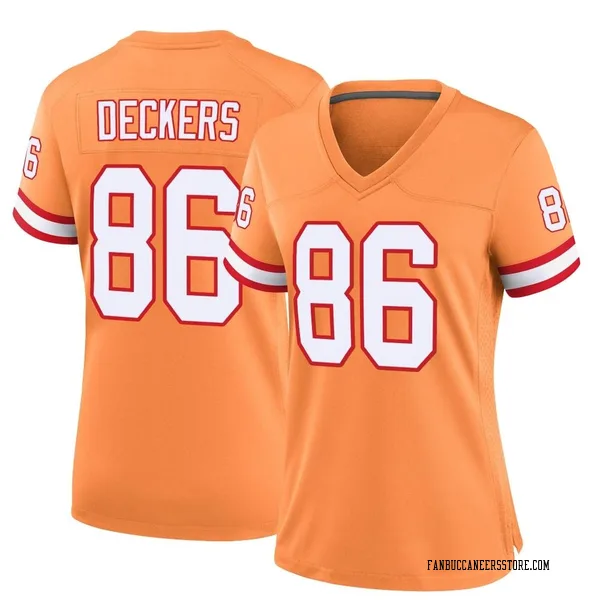 Women's Evan Deckers Tampa Bay Buccaneers Game Orange Throwback Jersey