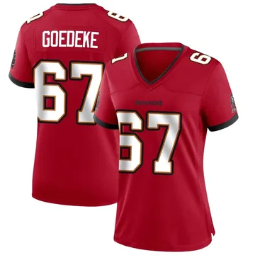Women's Luke Goedeke Tampa Bay Buccaneers Game Red Team Color Jersey