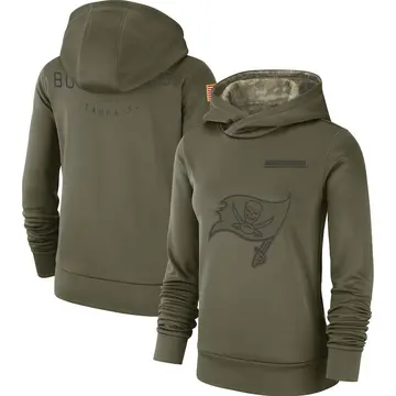 Women's Tampa Bay Buccaneers Olive 2018 Salute to Service Team Logo Performance Pullover Hoodie