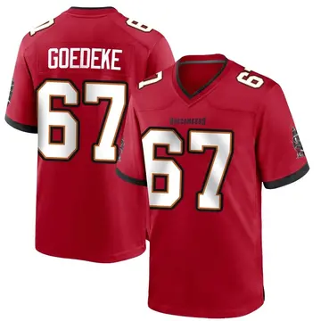 Youth Luke Goedeke Tampa Bay Buccaneers Game Red Team Color Jersey