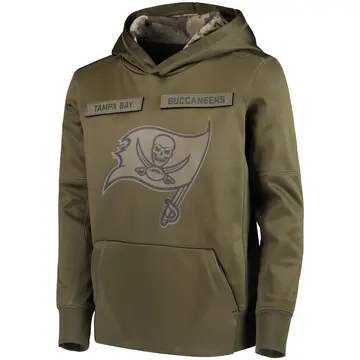 Youth Tampa Bay Buccaneers Green 2018 Salute to Service Pullover Performance Hoodie